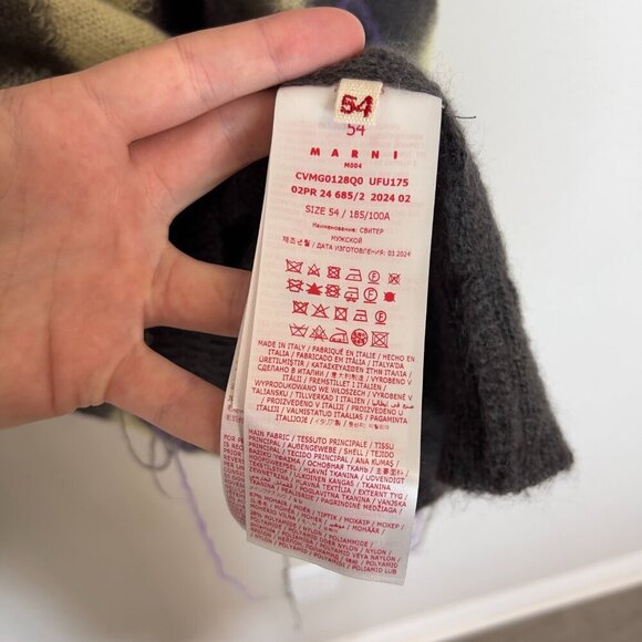 497 Nwt Marni Argyle-pattern V-neck wool-blend jumper Size 54 Color Grey Yellow - Picture 6 of 11